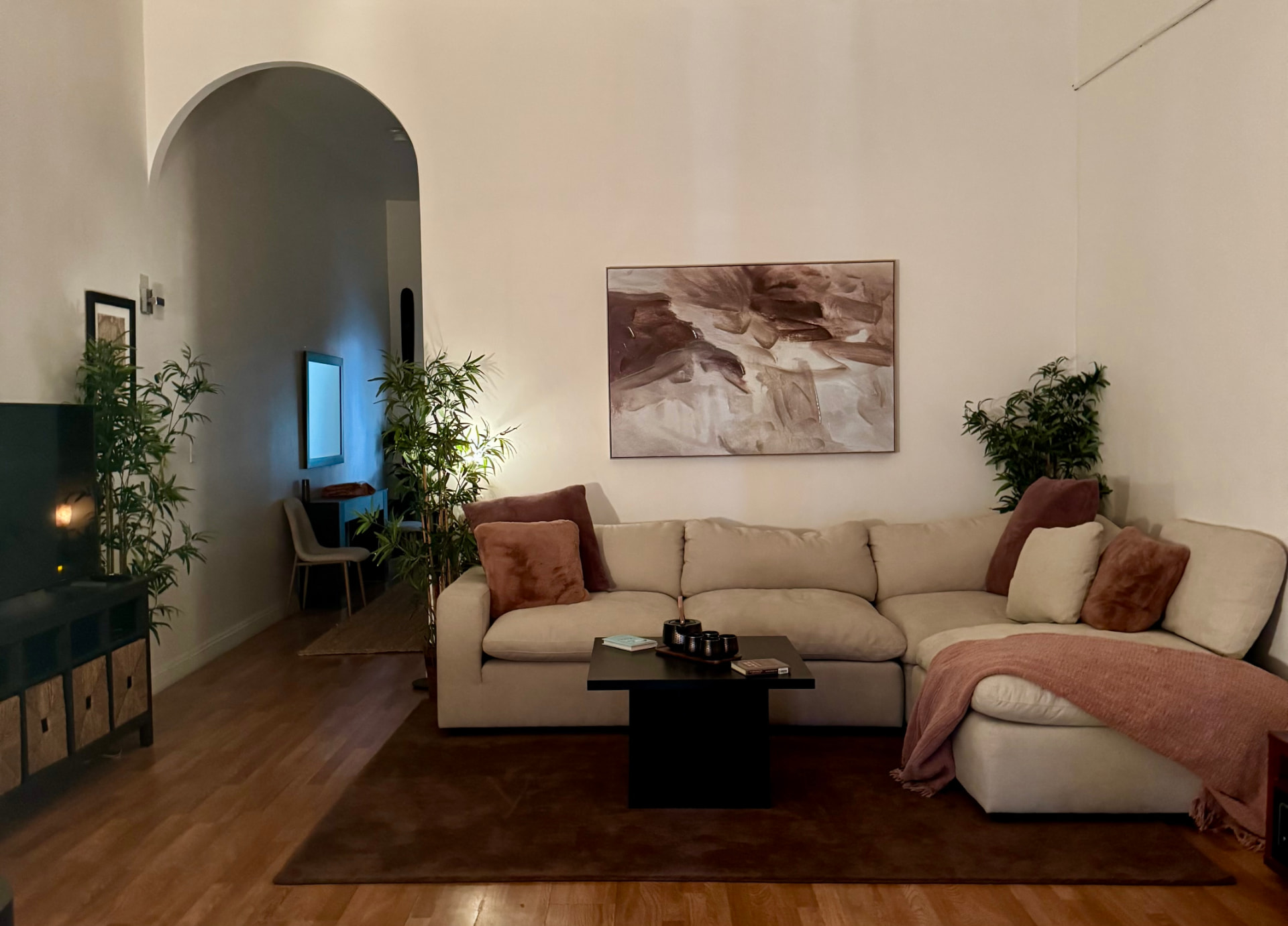 A warm, softly lit Rest House gathering space